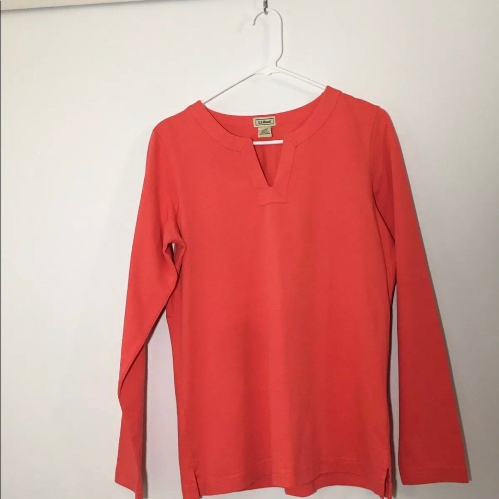 LL Bean Women’s Long Sleeve Top Shirt Peach Orange